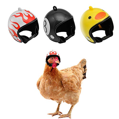 Binken 3PCS Casco para Mascotas, Casco de Pollo Juguete para Pájaros Casco de Protección para la Cabeza Sombrero de Pájaro para Loros Pollos Pequeños, Patos Casco de Seguridad para Mascotas