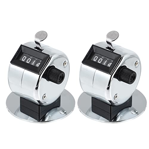 Veemoon Metal Handheld Tally Counter 2 Pack Mechanical Counters for Students No Battery Required 4- Display for School Lab