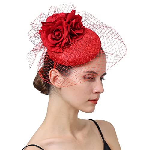 Barrette à fleurs en plumes et chapeau bibi chic pour coiffure haut de gamme