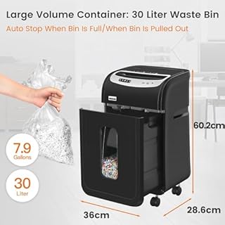 Distruggi documenti da 18 Fogli, VidaTeco Micro-Cut Tritacarte per CD e Carte di Credito, 60 Minuti di Uso Continuato, Cestino da 30 Litri, Trituratore ad Alta Sicurezza(P-4) per Casa e Ufficio, Nero