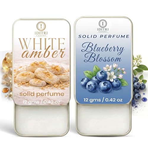 Image of IDITRI EXPORT Solid Perfume |blueberry blossom&White amber Alcohol Free Wax Perfume Balm, Long Lasting | Pocket Tin 12g, Pack Of 2| Non Greasy Smooth Glide, Travel Friendly Unisex
