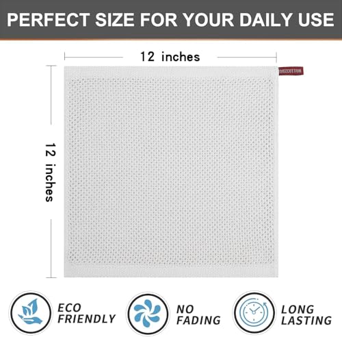Image of 100% Cotton Kitchen Dish Cloths, 6 Pack Waffle Weave Ultra Soft Absorbent Dish Towels for Drying Dishes Quick Drying Kitchen Towels Dish Rags, 13.4 X 13.4 Inches (Light Grey, Pack of 2)