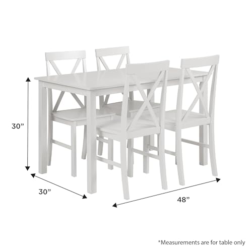 Modern Farmhouse 5-Piece Dining Set, 48 Inch White