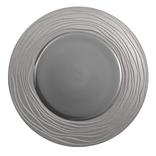 Médard de Noblat - Assiette de présentation - D31.5 cm - Escale Nature - Grès - Lot de 3 - Gris