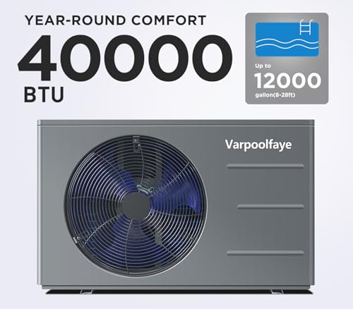 40000 BTU Electric Pool Heater For Inground Pools 12000 Gallon Swimming Pool Heat Pump Above Ground Pool Heater Heating Cooling WiFi Control Schedule 220V