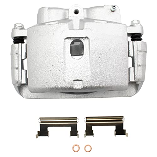 Image of TRQ Front Driver and Passenger Side Brake Caliper Set Caliper Brackets Hardware Compatible with 01-10 Chevrolet Silverado 2500 HD, 03-20 GMC Savana 3500 with Single Rear Wheels SRW, 03-09 Hummer H2