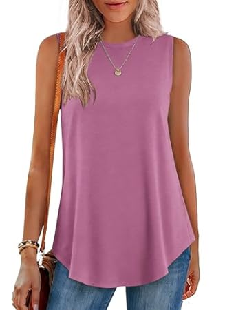 Damen Tank Top Ärmellos Oberteile Sommer Tanktops Rundhals Loose Fit Blusentop Basic Vest Top S-2XL