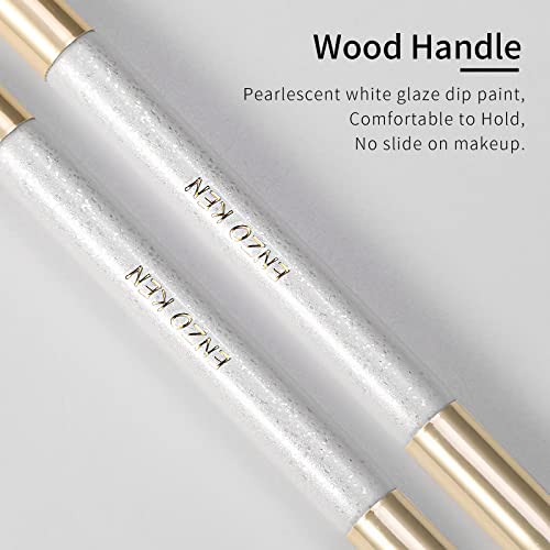 Flat Angled Eyebrow Brush & Fine Angled Eyeliner Brush & Eyelash Brush Set By Enzo Ken, Fine Angled Brow Brush, Flat Eyebrow Brush, Eyeliner Brush Fine Angled, Winged Eyeliner Brush Angled. (White,163-3P) #TOP6