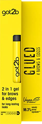 Schwarzkopf got2b pegado para cejas y bordes, gel 2 en 1, para colocar bordes y peinar cejas, sujeción de 72 horas, sin residuos blancos o adherencia, vegano, sin silicona, sin alcohol, 16 ml