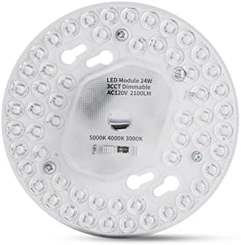 Tomosu Ceiling Fan Light Kit Replacement, 5.1 inch Dimmable 3CCT 3000K/4000K/5000K, 24W 2100LM 120V, Ceiling Fan Lamp Replacement Parts, Led Light Engine Retrofit Kit