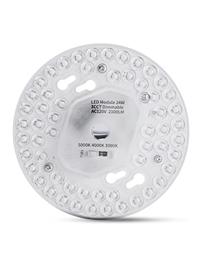 Tomosu Ceiling Fan Light Kit Replacement, 5.1 Inch Dimmable 3Cct 3000K/4000K/5000K, 24W 2100Lm 120V, Ceiling Fan Lamp Replacement Parts, Led Light Engine Retrofit Kit #TOP2