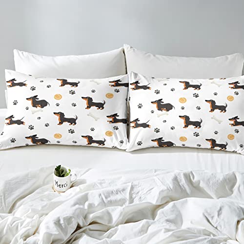 Drap-housse teckel lit simple microfibre douce chambre enfant