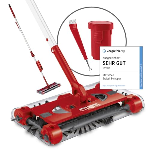 Swivel Sweeper Akku-Besen - einfache Krümelaufnahme - Kabellos beutellos & wiederaufladbar - Bodenfeger mit rückenschonendem Knickgelenk & 360 Rotation - Maximale Flexibilität - Mühelose Reinigung