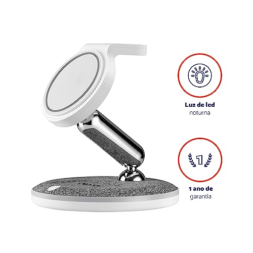 Geonav Carregador de Mesa por Indução 3 em 1, Compatível com carregamento por Indução padrão QI, Dob