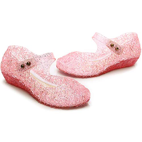 Image of techcity Princess Girls Sandals Dress Up Dance Party Cosplay Jelly Shoes for Kids Toddler Mary Janes