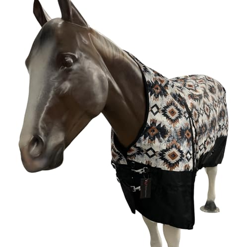 Image of 1200 Denier Horse Rain Sheet (Waterproof /Breathable & Wind Proof Turnout Sheet) Horse Breathable Rainsheet (Aztec-Beige, 72)