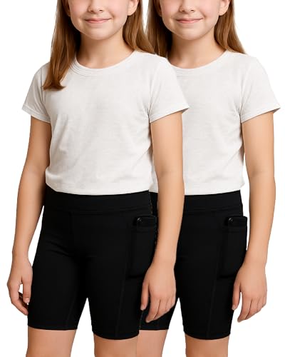 dELiA*s Girls Bike Shorts - 2 Pack Athletic Compression High Waisted Biker Shorts for Girls for Dance Yoga Gymnastics (7-16)