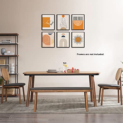 Abstract Line Pictures Unframed Boho Prints - Modern Bohemian Exhibition Wall Art Decoration Unframed 8X10 Inches Orange Elegant Woman Reading Book Paper Posters Artwork For Bedroom Living Room Decor #TOP6