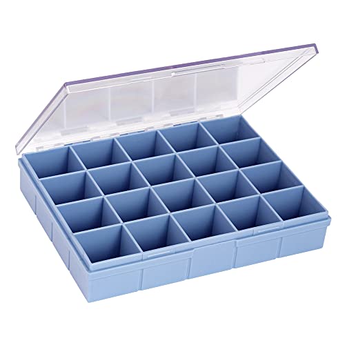 Caixa Organizadora com 20 Divisórias Azul Pastel – Estojo Organizador Multiuso com Compartimentos Individuais, Ideal para Bijuterias, Artesanato, Parafusos e Pequenos Objeto