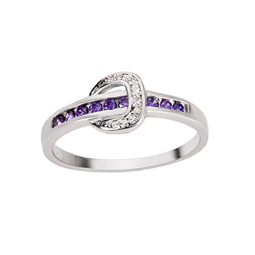 CloseoutWarehouse Simulated Amethyst Cubic Zirconia Belt Buckle of Loyalty Ring Sterling Silver (Color Options, Sizes 4-10)2
