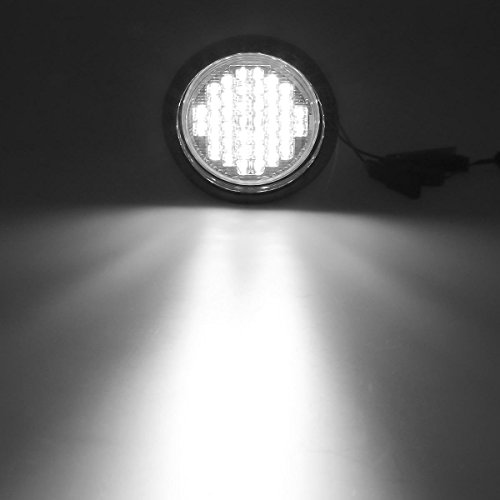 Partsam 2Pcs 4" Round Led Trailer Tail Lights - 40 White Led Reverse Back Up Trailer Lights For Rv Trucks, Waterproof Sealed Round Led Reverse Fog Lights Flush Mount For Truck Trailer Boat Bus #TOP1