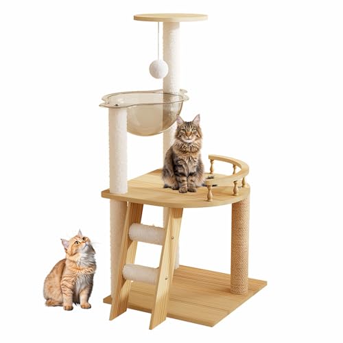 Rascador torre moderna de madera para gatos 59 pulgadas miniatura 7