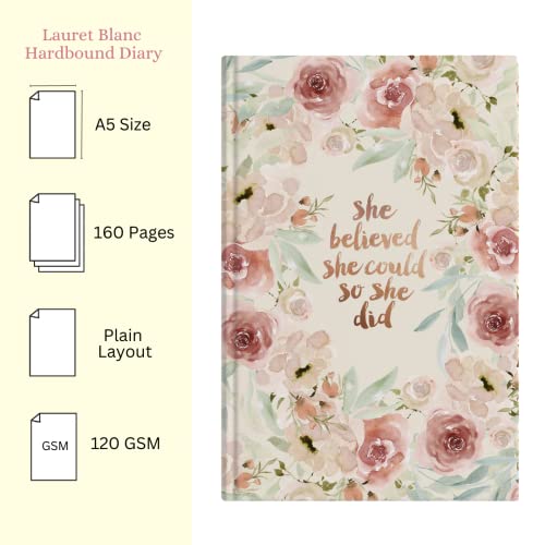 Image of LAURET BLANC 120 GSM Unruled Notebook Diary Journal- A5 Size, 150 Plain Pages, Hardbound (Style 1)