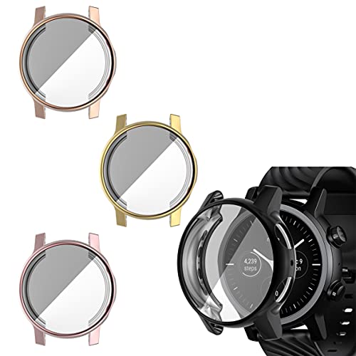 FitTurn Compatible with Moto 360 3rd Gen Screen Protector Case Cover Replacement All- Around Metal Color TPU Bumper Cover Screen Protector Case Cover Compatible for Moto 360 3rd Gen 2020 Smartwatch