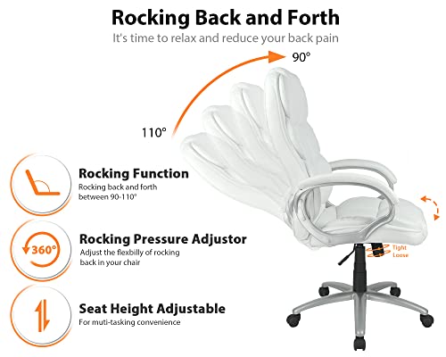 Ergonomic Office Chair, Height Adjustable Pu Leather Office Chair With Padded Armrests And Lumbar Support, 250 Lbs Heavy Duty Swivel Desk Chair Computer Chair For Men Women, Desk Chairs With Wheels #TOP5