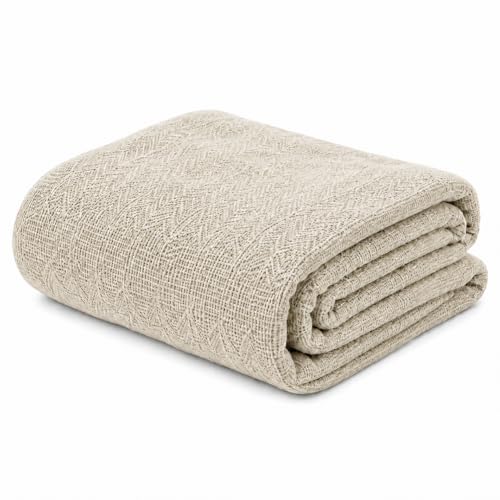 TIENDA EURASIA – Manta Multiusos de Algodón 100% | Diseño Liso con Acabado Artesanal | Ideal para Sofá, Cama, Sillón o Decoración del Hogar | Tejido Ligero, Suave y Transpirable (Beige, 130x160 cm)