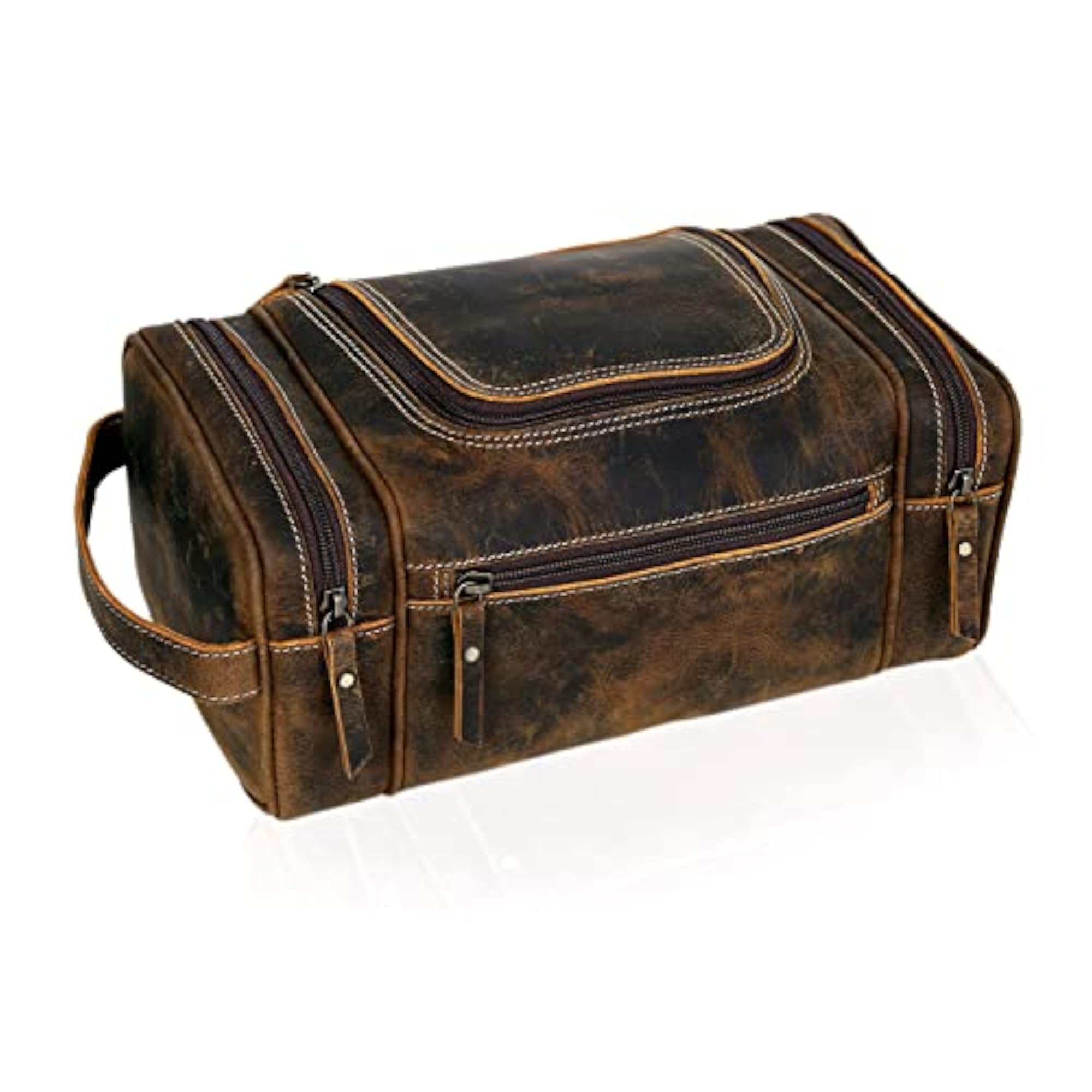 Extra Large Leather Toiletry Bag for Men, Travel Dopp Kit