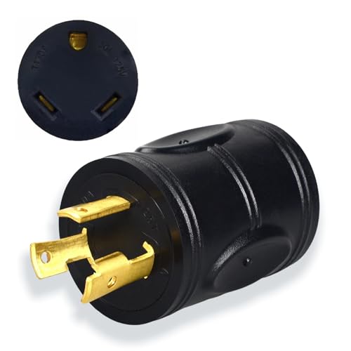 Elecstream Tech 30 amp rv Power Adapter 3 Prong Twist Lock Plug Heavy Duty Converter L5-30P to TT-30R 125/250V 30A Male Plug to 30A Female Receptacle for Generator Caravan RV Camper