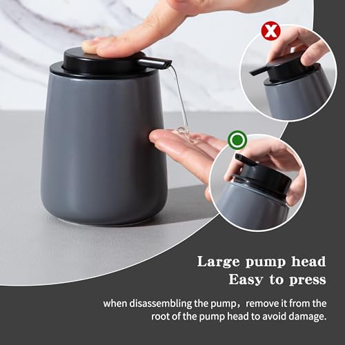 Image of Enra Foaming Soap Dispenser,12 oz Foam Ceramic Hand Soap Dispenser, for Bathroom,Kitchen with Easy-to-Press Pump (Gray Foam Type)