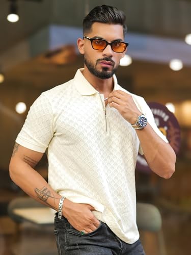 Image of Maniac || Mens || Kite || Textured || Polo Neck || Half Sleeve || Cotton || Slim Fit || Tshirt