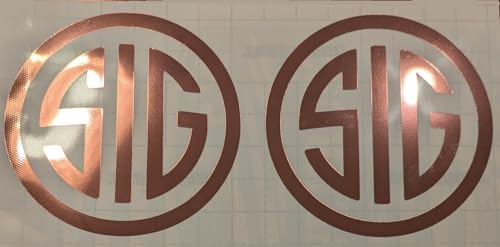 Image of SIG Decal - (Rose Gold Chrome, 2 x 2) - Vinyl Car Bumper Sticker, Gun, Truck, Window, Motorcycle, Helmet, Bumper, Laptop
