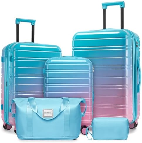 LARVENDER Luggage Sets 5 Piece, PC+ABS Expandable Suitcases with ...