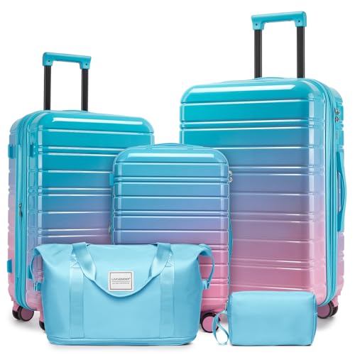 LARVENDER Luggage Sets 5 Piece Hardside Expandable Suitcase