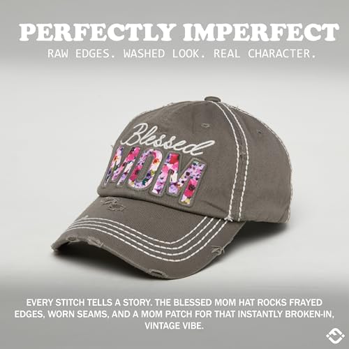 Image of Funky Junque Womens Baseball Cap Distressed Vintage Unconstructed Embroidered Dad Hat