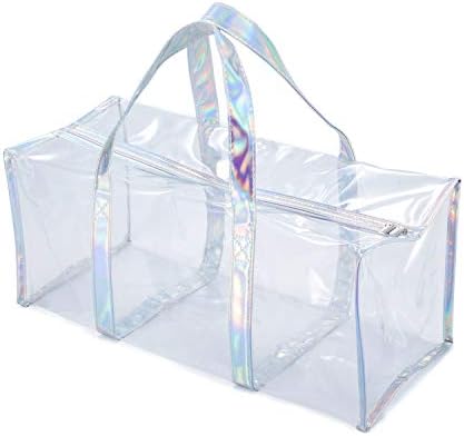 Clear PVC Travel Makeup Toiletry Storage Bag Large Capacity Plastic Tote Bag Cosmetic Clothes Organizer Bag for Men and Women
