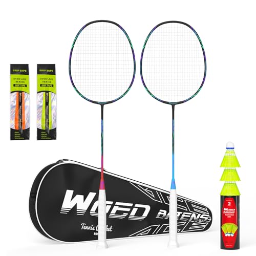Professional Carbon Fiber Badminton Rackets Badminton Racquet for Backyards Gym(2/4 Packs)