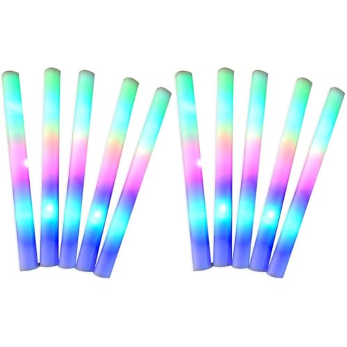 Wanna Party Light Up LED Foam Stick for Dancing/Concerts and Sporting Events or Cheer Up Sticks 16" Reusable Foam Light Sticks 3 Mode Multicolor Bulk Glow Sticks for Weddings, Parties, and Dancing