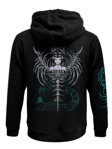 Pinku Kult Sweat à capuche zippé noir Salvation durable ne déteint pas