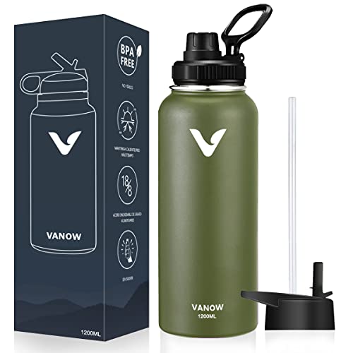 Consejos para Comprar Botellas los más recomendados. 41 E T EASYTAO | Termo Acero Inoxidable, Termos para Agua con 2 Tapas, Doble Pared y Tapa Hermética Antigoteo, Frío 24h o Caliente 12h, con Asa para Transportar (1180 ml / 40 oz,...