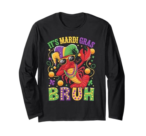 It's Mardi Gras Bruh Dabbing Crawfish Carnival Kid Toddlers Maglia a Manica