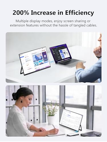 Image of Wireless Portable Monitor with Battery, Wireless Monitor for Laptop-15.6 inch 1080P FHD Travel Monitor for Laptop, Support AirPlay Miracast for Windows /Mac /Android /iOS