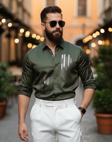 Image of IndoPrimo Men's Stylish Satin Shirt for Party and Casual Wear - Exclusive Designer Full Sleeve Shirt for Men - Pilar