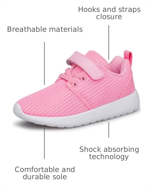 Image of TOEDNNQI Kids Shoes Toddler Boys Girls Lightweight Strap Sneakers
