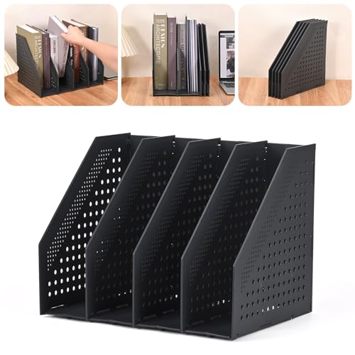 Szaboviktoria Archivador vertical A4, Soporte para revistas que ahorra espacio, organizador papeles vertical 4 compartimentos, Almacenamiento y organización para papelería de oficina y escuela Szaboviktoria Archivador vertical A4, Soporte para revistas que ahorra espacio, organizador papeles vertical 4 compartimentos, Almacenamiento y organización para papelería de oficina y escuela