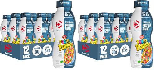 Image of Dymatize Performance Protein Shake, Fruity Pebbles, 30g Protein, 6.2g BCAA for Muscle Recovery, No Added Sugar, Low Fat, 24 Vitamins and Minerals, Gluten-Free, Ready to Drink, 11.5fl oz (Pack of 24)