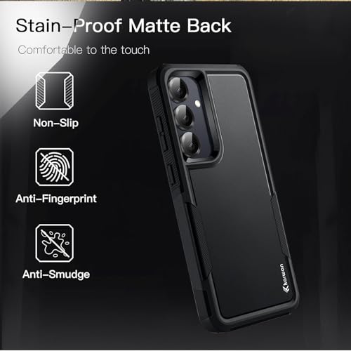 Image of KARWAN Shockproof Back Case Cover Compatible with Samsung Galaxy S24 FE, Heavy Duty Case with 360 Degree Camera Protection, Dual Layer Rugged Bumper Protection Cover with Matte Finish (Black)